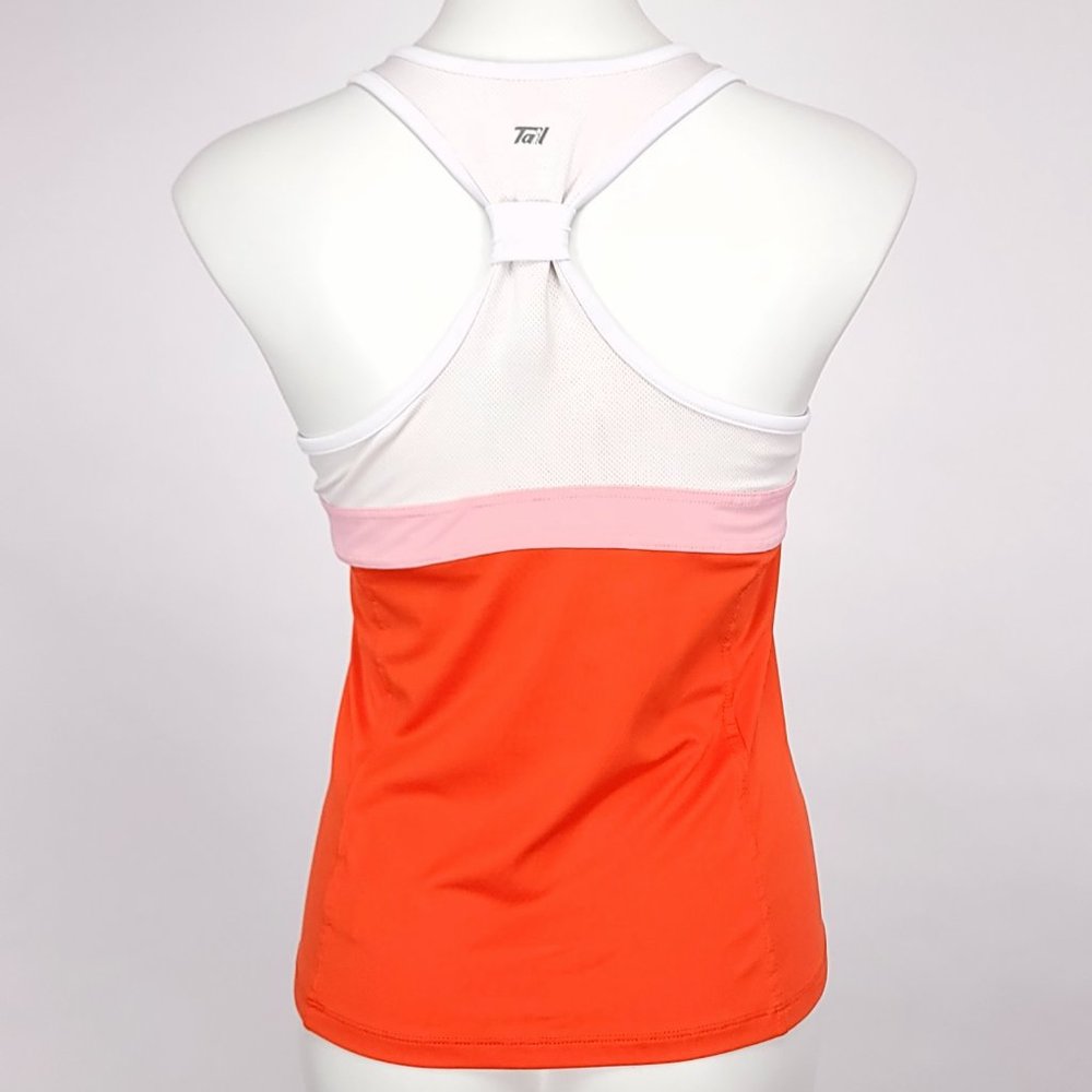 Tail Colorblock Racerback Tank Top Womens Orange Pink White Mesh Shelf Bra M - Picture 3 of 6